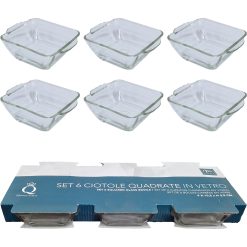 Ciotoline Vetro Conf 6 Pz. Quadre Cm.9X10,5X3,5H