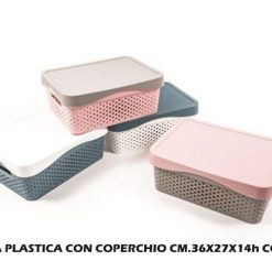 Scatola Plastica Con Coperchio Cm.36X27X14H Col. Ass.-8034052422031