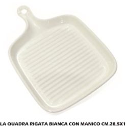 Pirofila Quadra Rigata Con Manico Cm.28