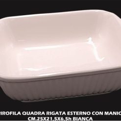 Pirofila Quadra Rigata Con Manici Cm.25X21
