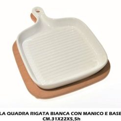 Pirofila Quadra Rigata Con Manico Cm.31X22X5