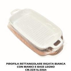 Pirofila Rett.Re Rigata Con Manici Cm.32X16