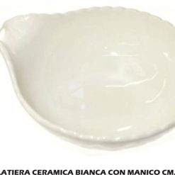 Insalatiera Ceramica Con Manico Cm.27X21H Bianca-8034052727341