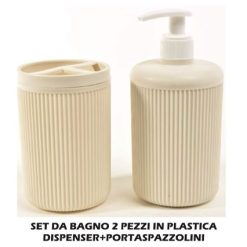 Set Bagno Plastica Set 2 Pz. Beige-8034052727464