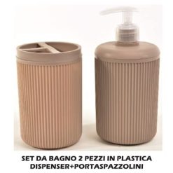 Set Bagno Plastica Set 2 Pz. Marrone-8034052727501