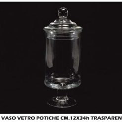Vaso Vetro Potiche Cm.12X34H Trasparente-8034052248082