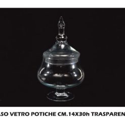 Vaso Vetro Potiche Cm.14X30H Trasparente-8034052248174