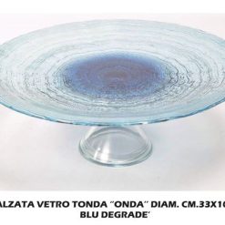 Alzata Vetro Tonda Cm.33X10H Onda Blu Degrade'-8034052249454