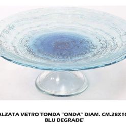 Alzata Vetro Tonda Cm.28X10H Onda Blu Degrade'-8034052249461