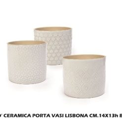 Caspo' Ceramica Porta Vasi Lisbona Cm.14X13H Bianco-8034052249874