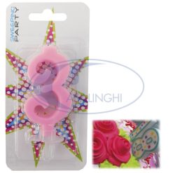 Candelina Cm.9 Numero 3 Colore Rosa-8050539170363