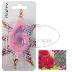 Candelina Cm.9 Numero 6 Colore Rosa-8050539170394