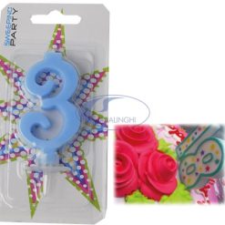 Candelina Cm.9 Numero 3 Colore Celeste-8050539170462