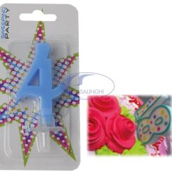 Candelina Cm.9 Numero 4 Colore Celeste-8050539170479