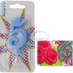 Candelina Cm.9 Numero 5 Colore Celeste-8050539170486