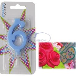 Candelina Cm.9 Numero 6 Colore Celeste-8050539170493