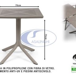 Tavolo Clip Cm.70X70X75H Tortora-8010352084100