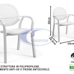 Poltrona Gardenia Bianco Schien. Seduta Bianco-8010352238008