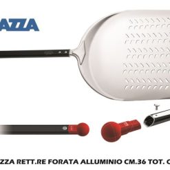 Pala Pizza Rett.Re Forata Alluminio Cm.36 Tot. Cm.160-8009813502239