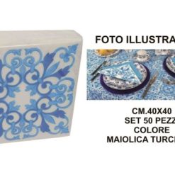 Tovaglioli Airlaid Cm.40X40 Set 50 Pz. Maiolica Turchese-8029055121913