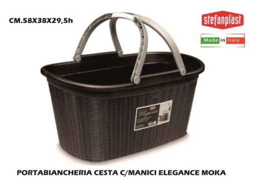 Portabiancheria Cesta C/Manici Elegance Moka-8003507302037