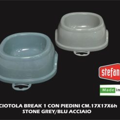Ciotola Break 1 Con Piedini Cm.17X17X6H Stone Grey/Blu Accia-8003507960657