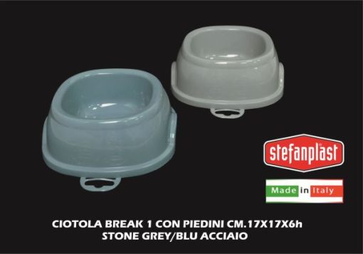 Ciotola Break 1 Con Piedini Cm.17X17X6H Stone Grey/Blu Accia-8003507960657 Ciotola Break 1 Con Piedini Cm.17X17X6H Stone Grey/Blu Accia-8003507960657
