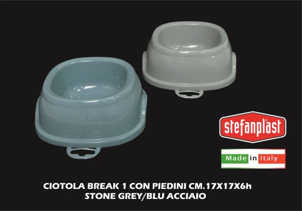 Ciotola Break 1 Con Piedini Cm.17X17X6H Stone Grey/Blu Accia-8003507960657