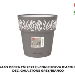 Vaso Opera Cm.20X19H Dec. Gaia Stone Grey/Bianco-8003507884014