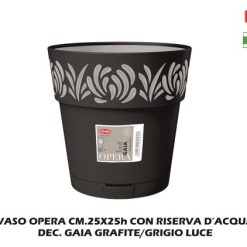 Vaso Opera Cm.25X25H Dec. Gaia Grafite/Grigio Luce-8003507885035