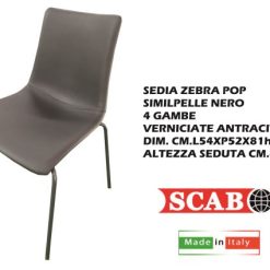 Sedia Zebra Pop Similpelle Nero 4 Gambe Vern. Antracite-8005733903057