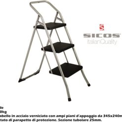 Sgabello Acciaio Verniciato 3 Gradini Iride-8016377381019