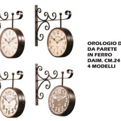 Orologio Doppio Da Parete In Ferro Diam. Cm.24-8021785428652