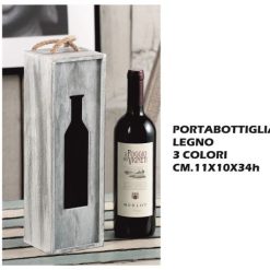 Portabottiglie Legno Cm.11X10X34H 3 Colori-8021785502130
