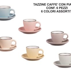 Tazzine Caffe' Conf. 6 Pz. C/Piatt. 6 Col.-8021785659612