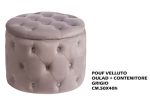 Pouf Velluto Oulad + Contenit. Cm.50X40H Grigio-8021785679399