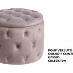 Pouf Velluto Oulad + Contenit. Cm.50X40H Grigio-8021785679399