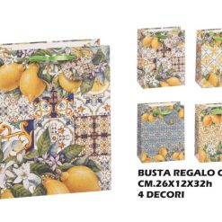 Busta Regalo Carta Cm.26X12X32H 4 Decori-8021785680104
