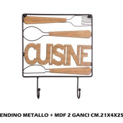 Appendino Metallo+Mdf 2 Ganci Cm.21X4X25H-8021785684645