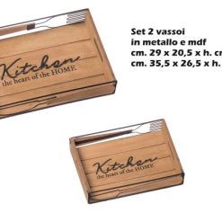 Vassoi Set 2 Pz. Metallo+Mdf Cm.29X20/35X26-8021785684768