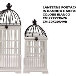 Lanterne Portacandela Set 2 Pz. Bamboo+Metallo Bianche-8021785721388