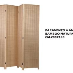 Paravento 4 Ante Bamboo Naturale Cm.200X180H-8021785738225