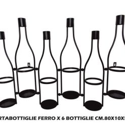 Portabottiglie Ferro X 6 Bottiglie Cm.80X10X54H-8021785740396