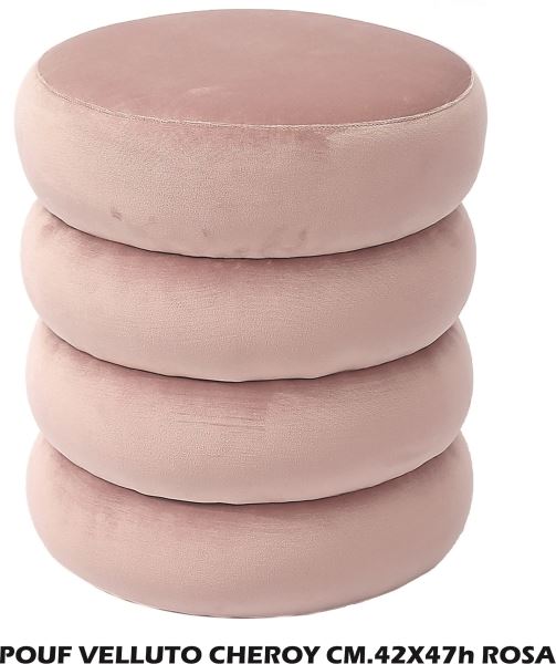 Pouf Velluto Cheroy Cm.42X47H Rosa-8021785743571