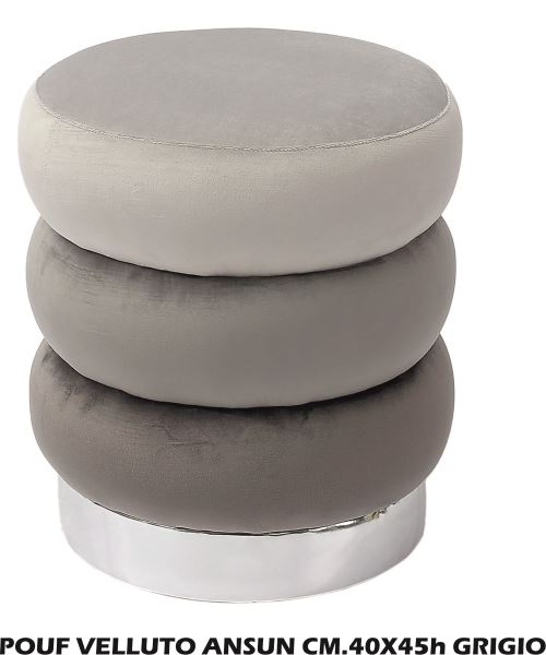 Pouf Velluto Ansun Cm.40X45H Grigio-8021785743601