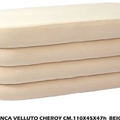 Panca In Velluto Cheroy Cm.110X45X47H Beige-8021785743625