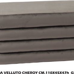 Panca In Velluto Cheroy Cm.110X45X47H Grigia-8021785743649