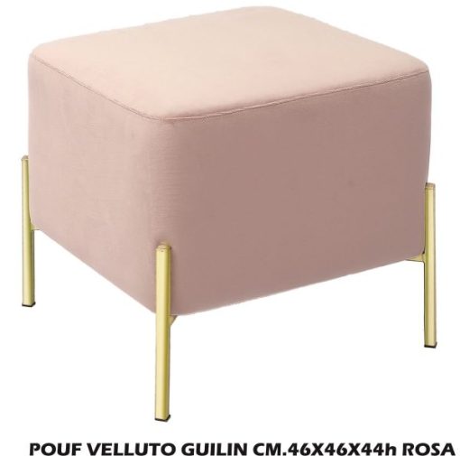 Pouf Velluto Guilin Cm.46X46X44H Rosa-8021785743700