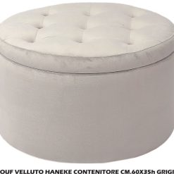 Pouf Velluto Haneke Contenitore Cm.60X35H Grigio-8021785743755