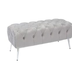 Panca Velluto Evora Cm.100X42X45H Grigia-8021785743960